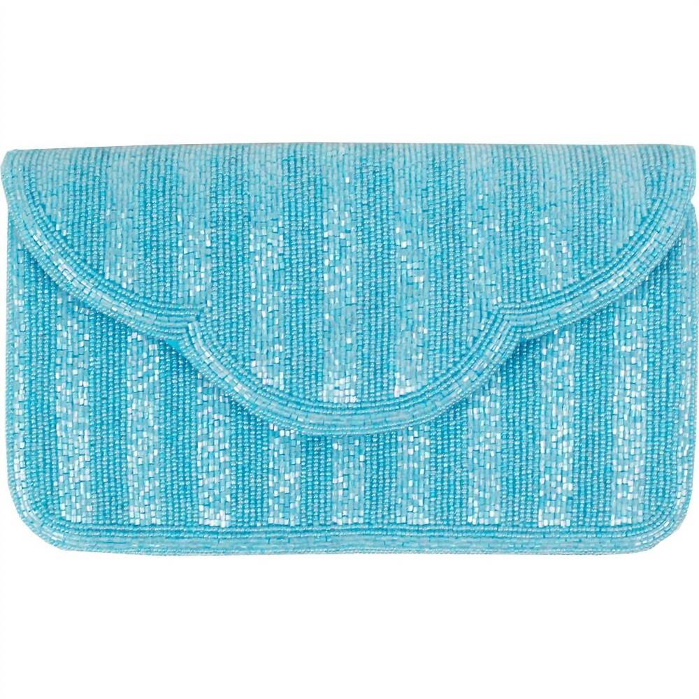 NEW LA CHIC DESIGNS women's scalloped clutch in blue stripe